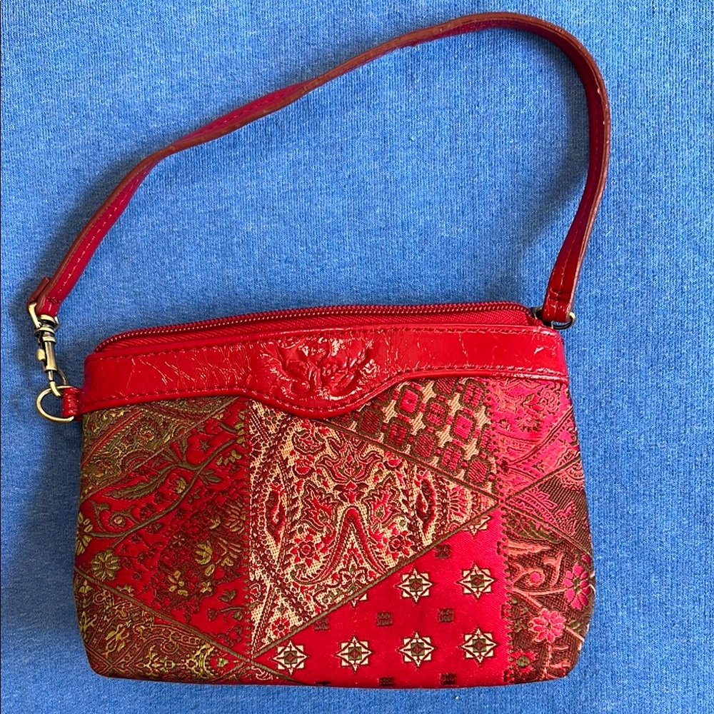 Sharif Red and Gold Clutch with Intricate Embellishments